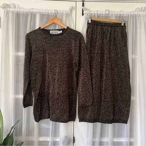 Vintage Belldini Women's Black & Gold Sweater Set Sz S/M